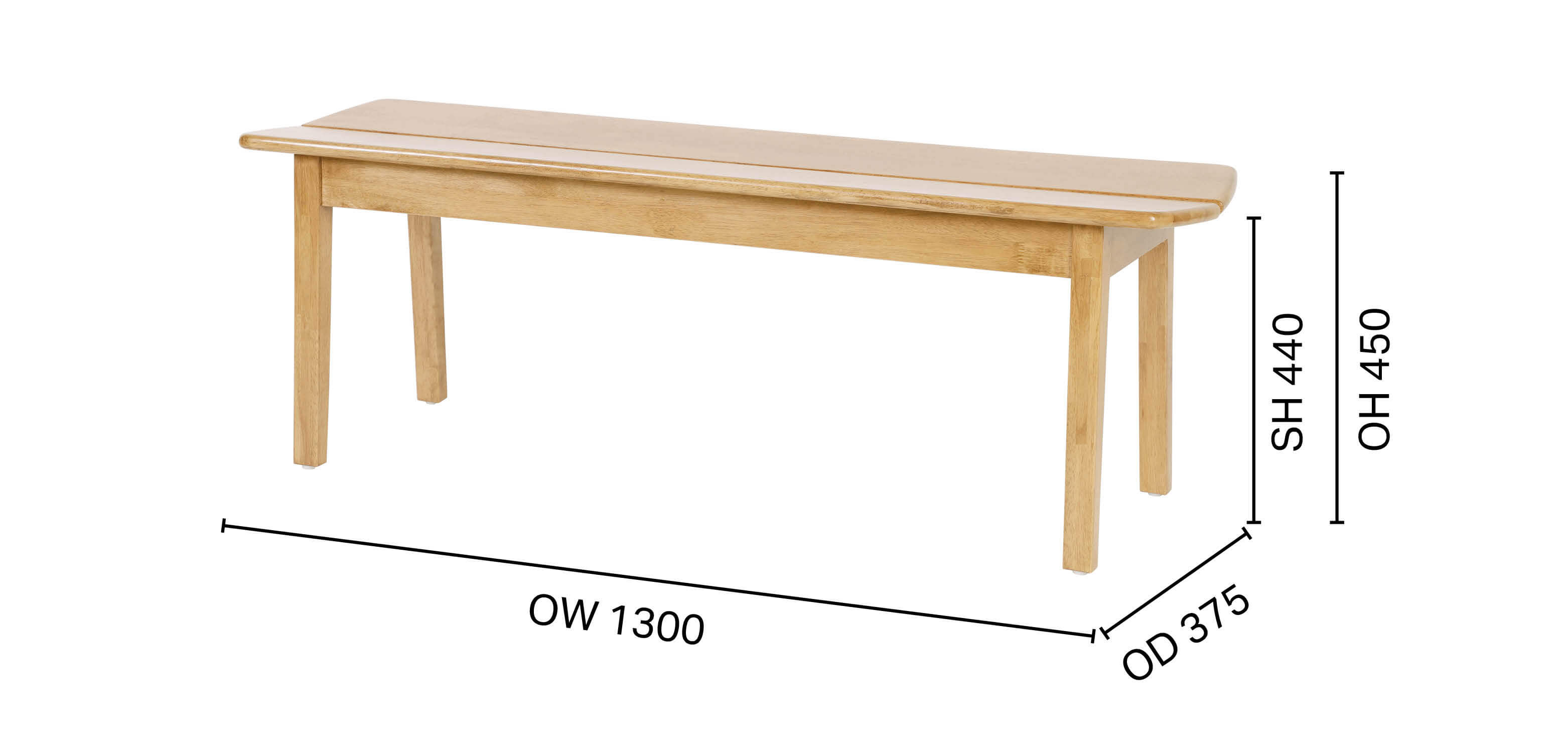 Haru Bench – Wood Seat - W1300